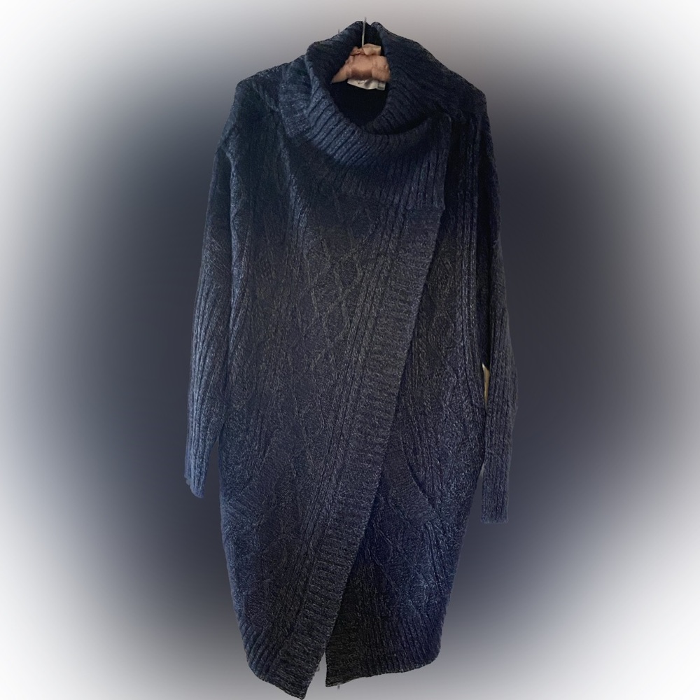 Anthropology Charcoal Sweater. Knitted Cotton Blend. Oversized Medium. Chunky